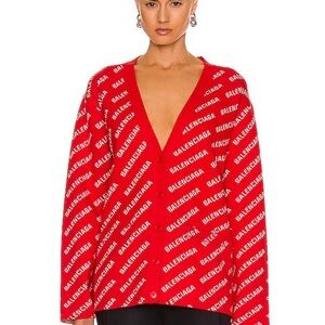 Balenciaga Red Logo Knitwear